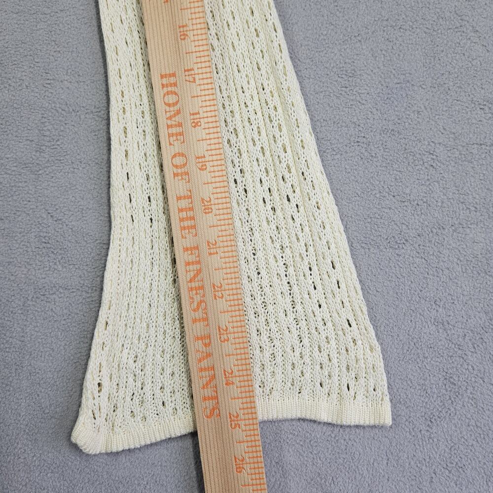 Crochet Cover Up Dress Women Medium Bell Sleeve Cinch Sides Open Knit Beige Swim - Picture 13 of 14